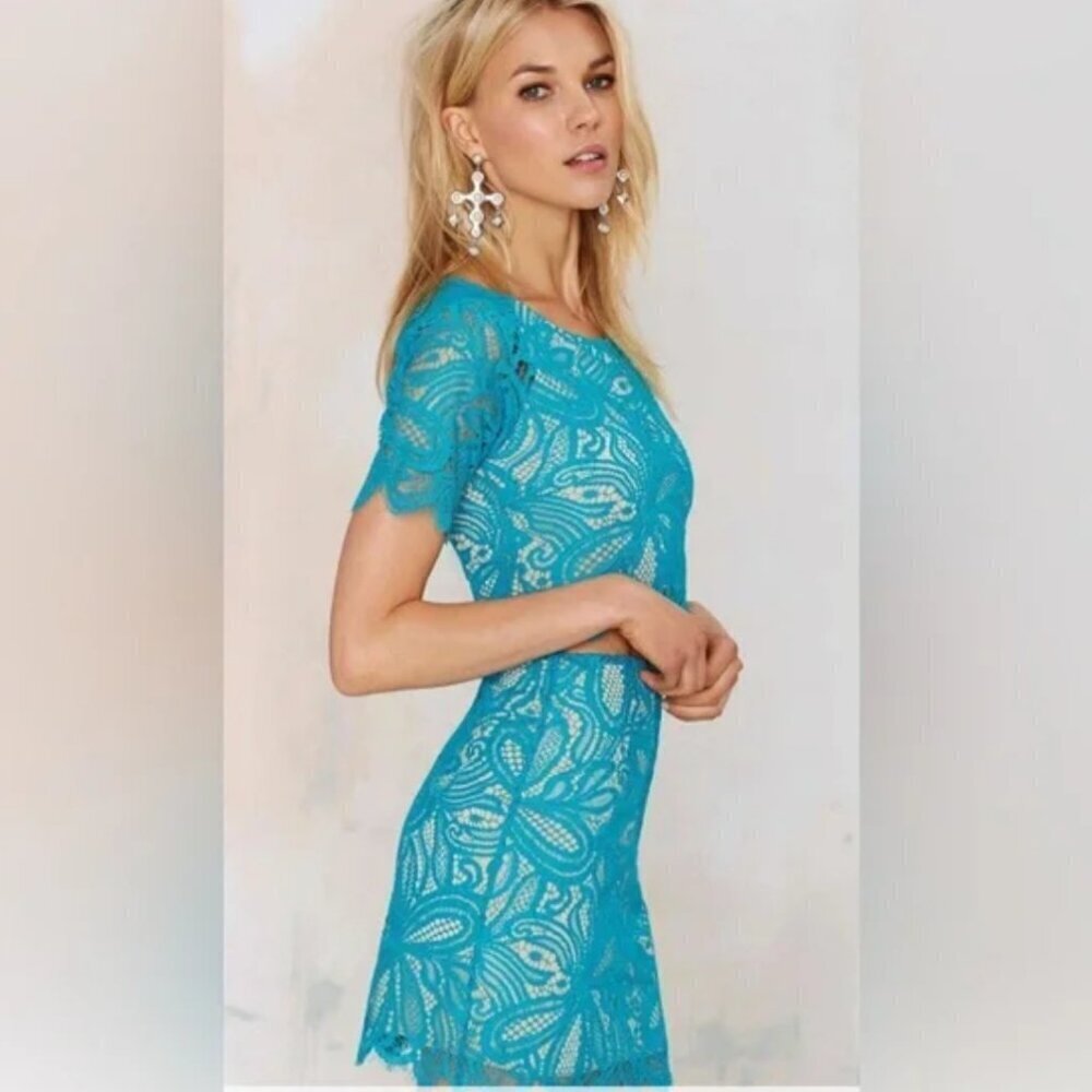 For Love & Lemons x Nasty Gal Beach Breeze Set in Teal